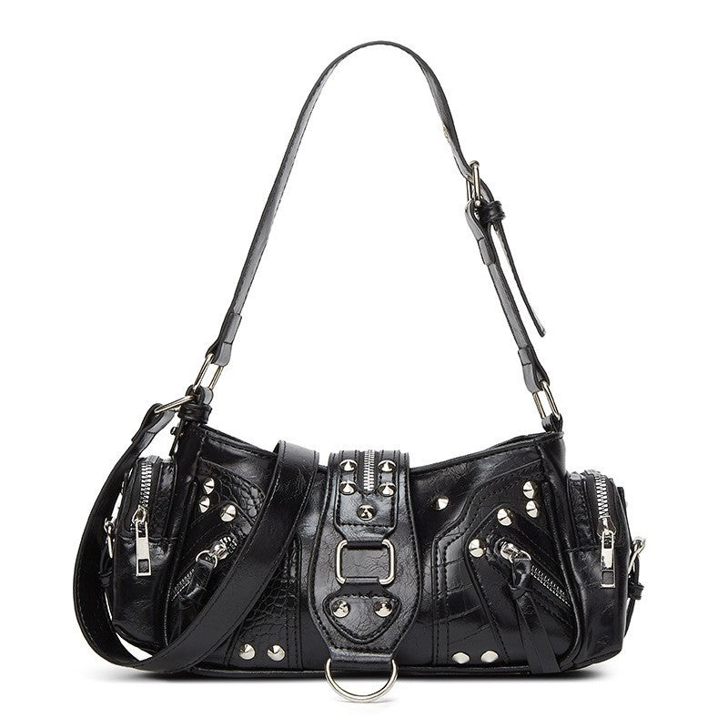 Leopard Studded Buckle Shoulder Bag