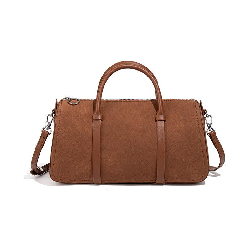 Noir Boston Suede Carryall Handbag