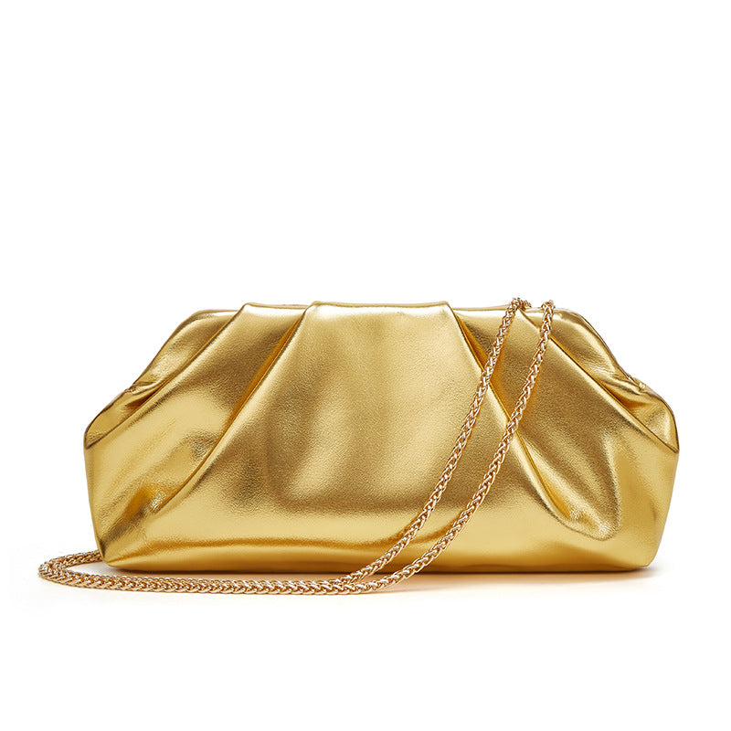 Name: Celeste Metallic Pleated Chain Clutch Bag