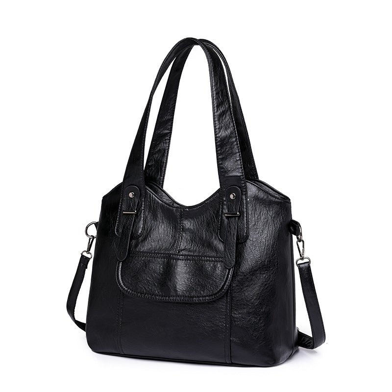 Euro Splicing Soft Leather Shoulder Bag