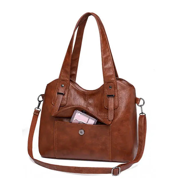 Euro Splicing Soft Leather Shoulder Bag