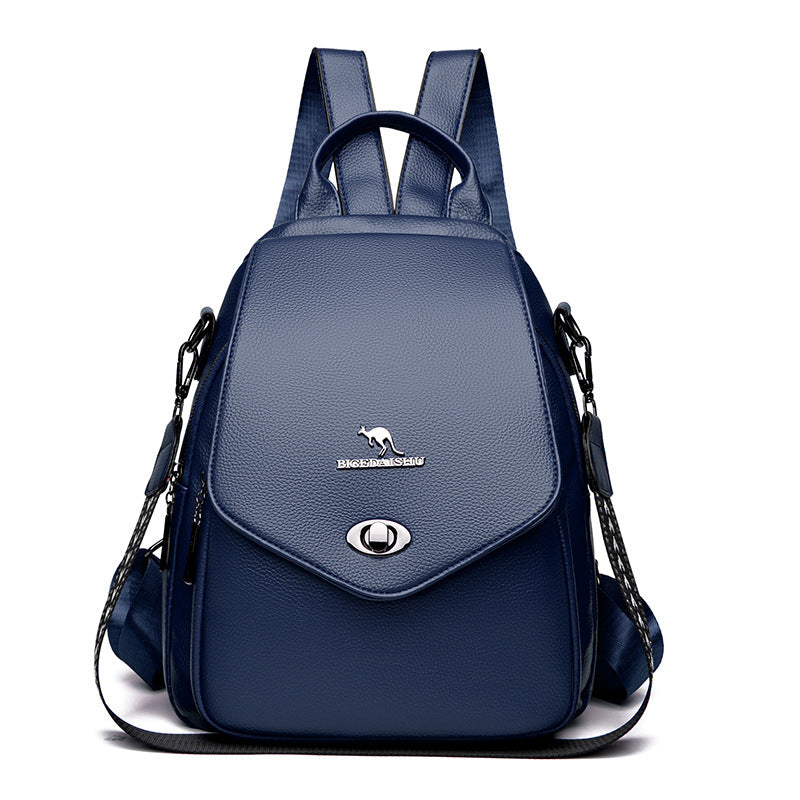 Elegant Soft Leather Multi Pocket Women's Backpack