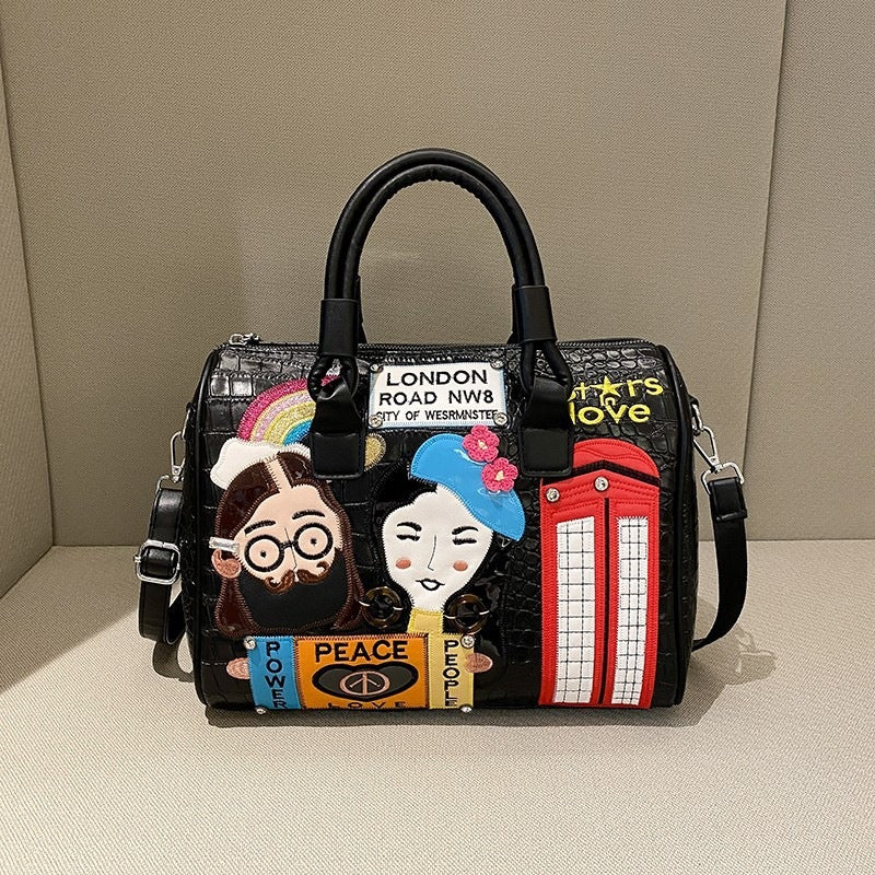 Embroidered Character Handbag
