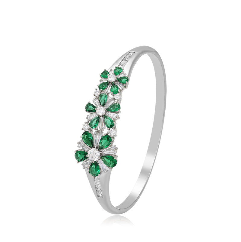 Dual-Tone Gemstone Alloy Bracelet