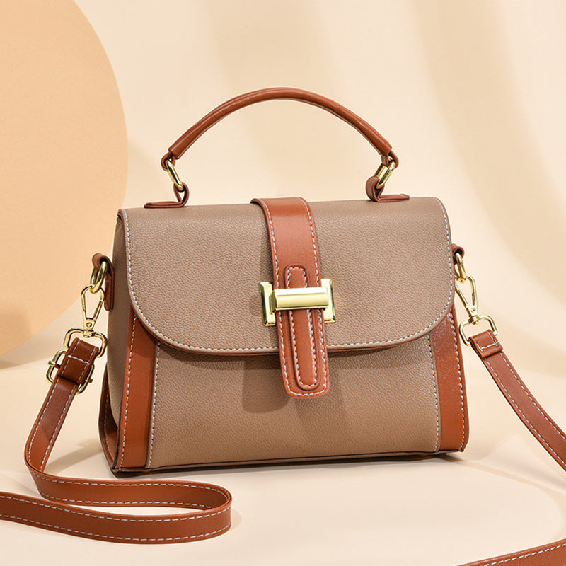 Women's Elegant Contrast-Stitched Handbag