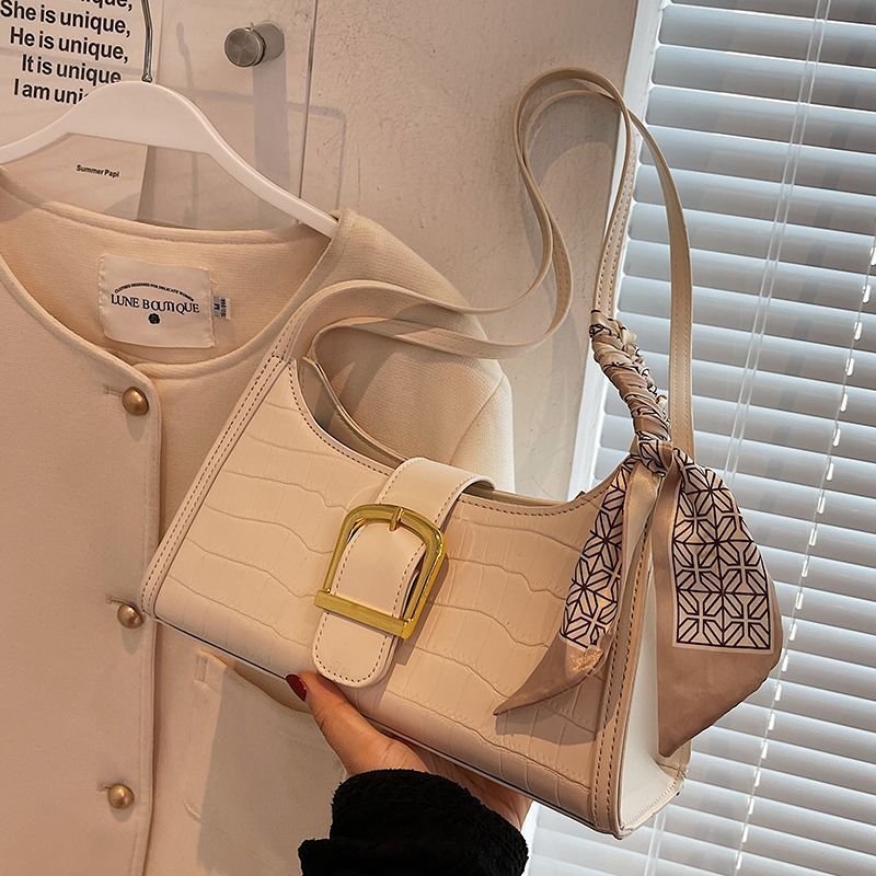 Vintage Buckle Baguette Shoulder Bag