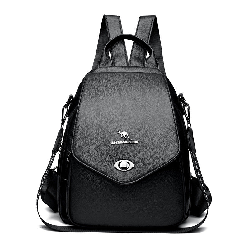 Elegant Soft Leather Multi Pocket Women's Backpack
