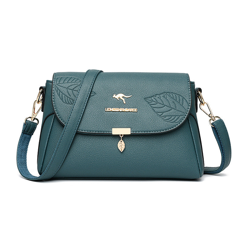 Leaf Charm Soft Leather Crossbody Bag