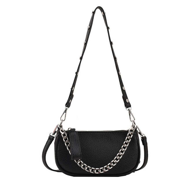 Litchi Charm Chain Crossbody Bag