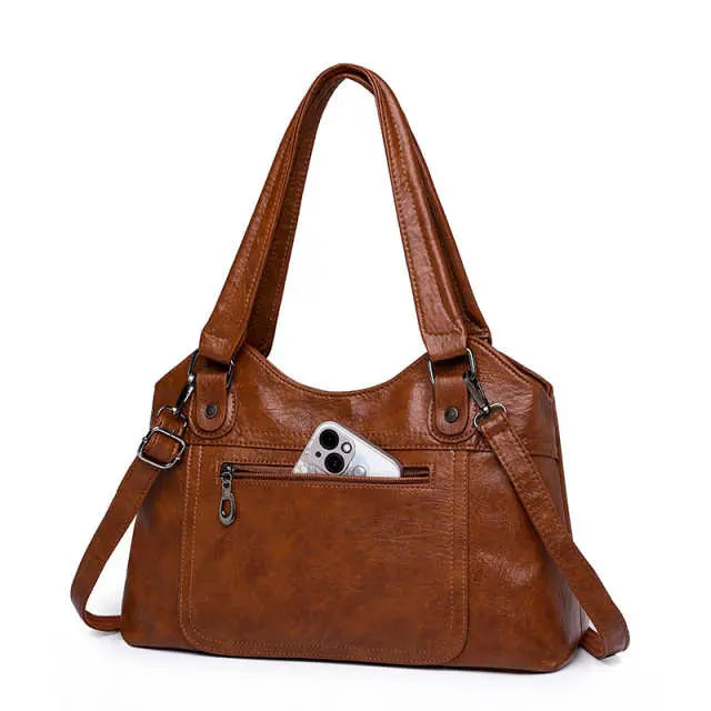 Soft Leather Large Capacity Tote Bag