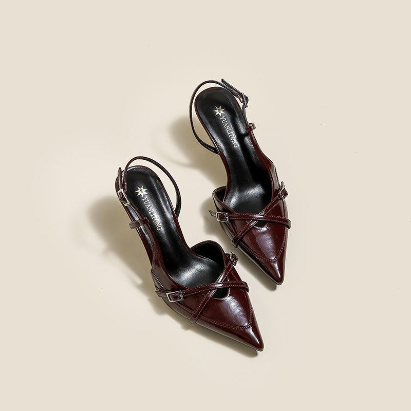 Women Elegant Pointed-Toe Slingback Heels