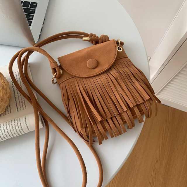 Retro Suede Tassel Crossbody Bag