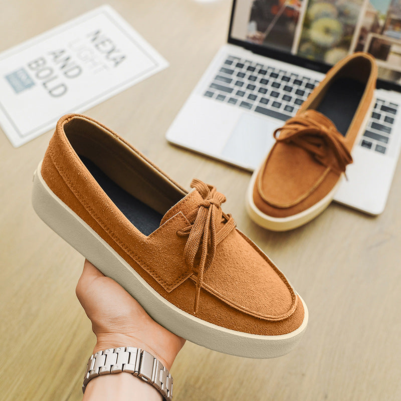 Men's Clean Low-Profile Lace-Up Moccasin Loafers