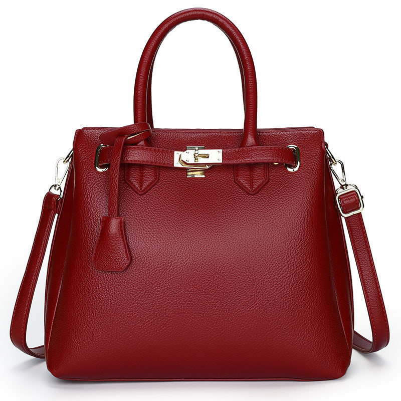Retro Lychee Pattern Handbag For Women