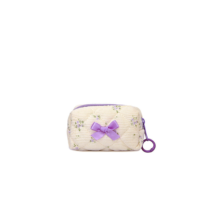 Floral Bow Mini Makeup Bag