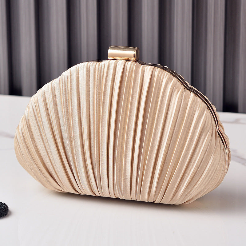 Delicate Pleat Half Moon Clutch Bag
