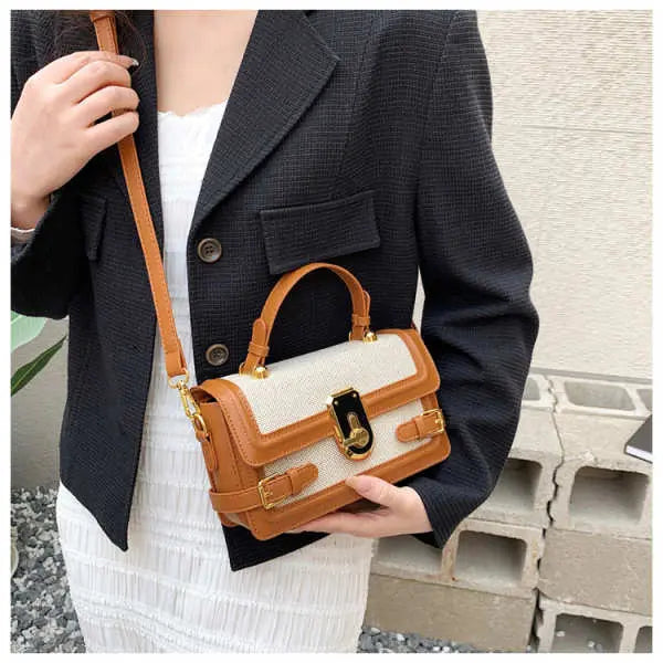 Vintage Contrast Crossbody Bag