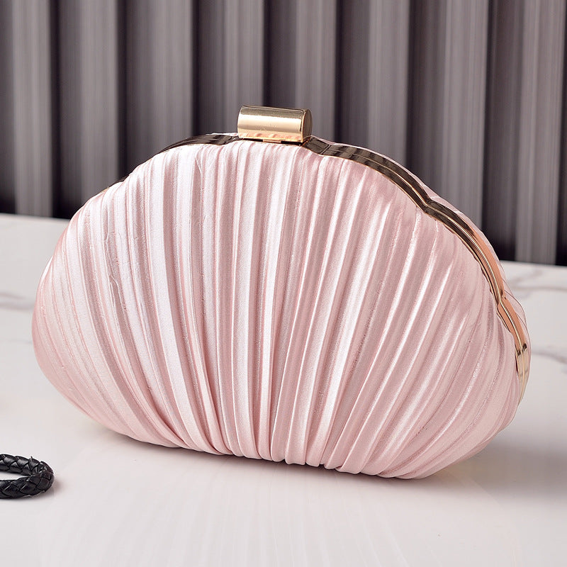 Delicate Pleat Half Moon Clutch Bag