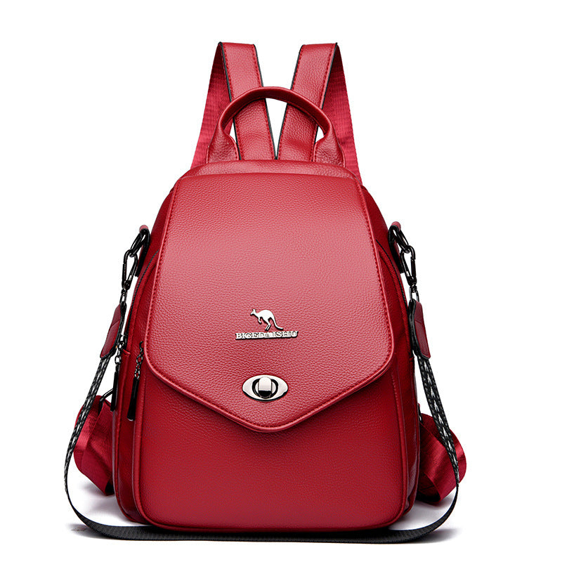 Elegant Soft Leather Multi Pocket Women's Backpack