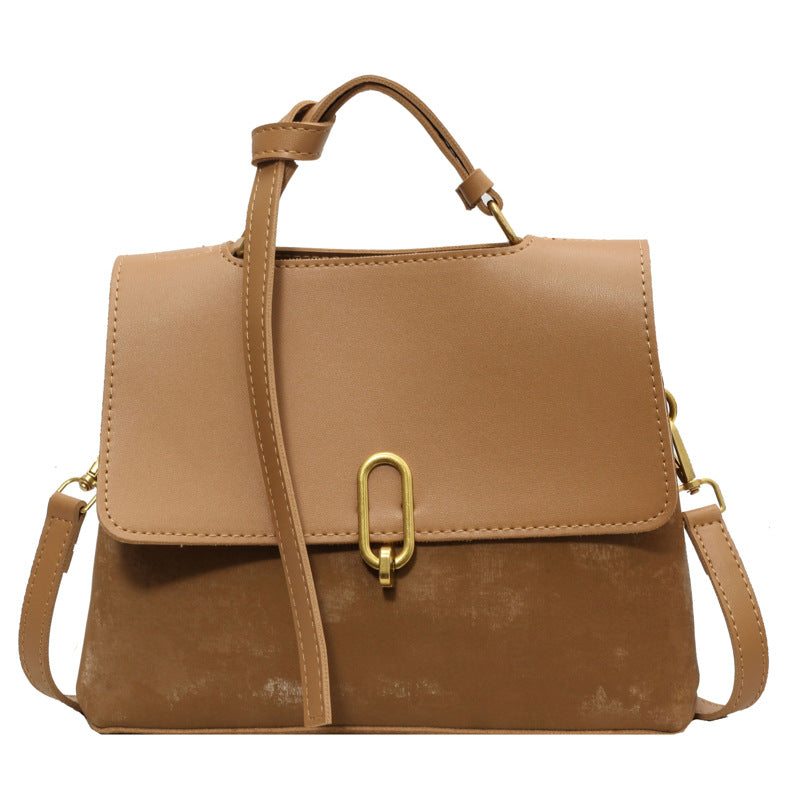 Retro Gold Clasp Messenger Handbag
