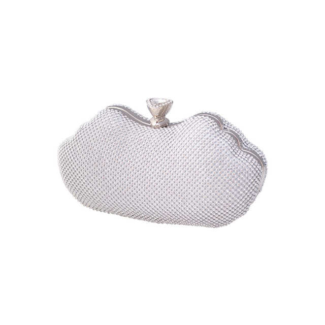 Glimmering Rhinestone Scallop Clutch Bag