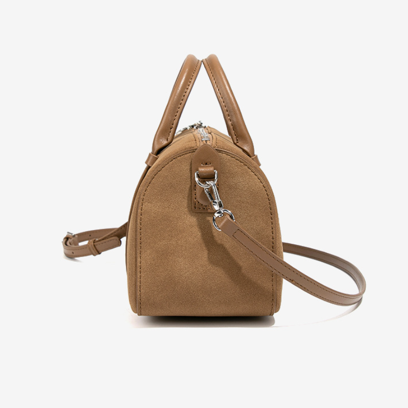 Noir Boston Suede Carryall Handbag