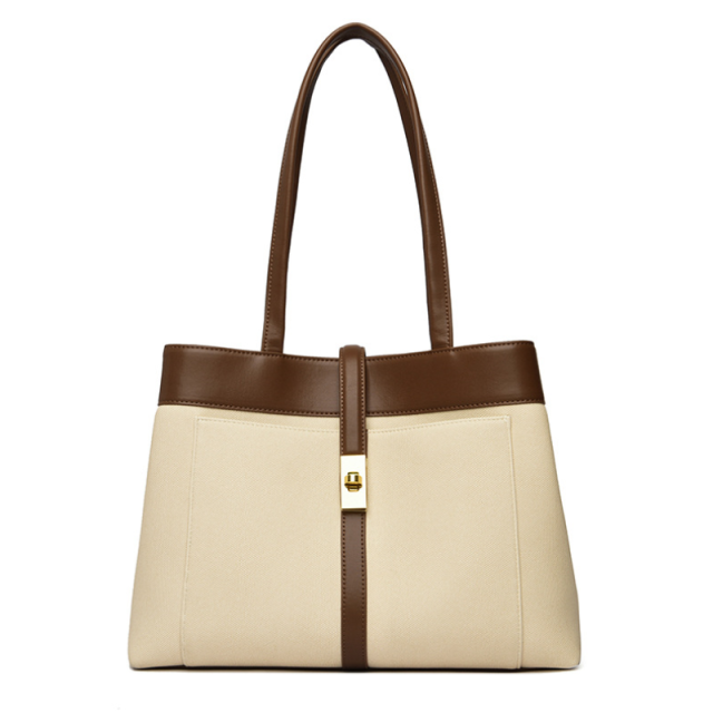High-End Contrast Color Large Capacity Shoulder Bag