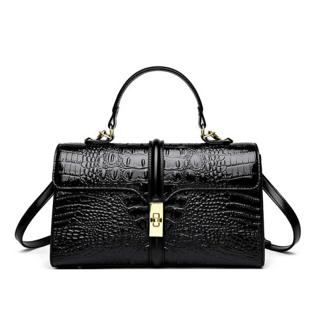 Elegant Crocodile Pattern Luxury Handbag