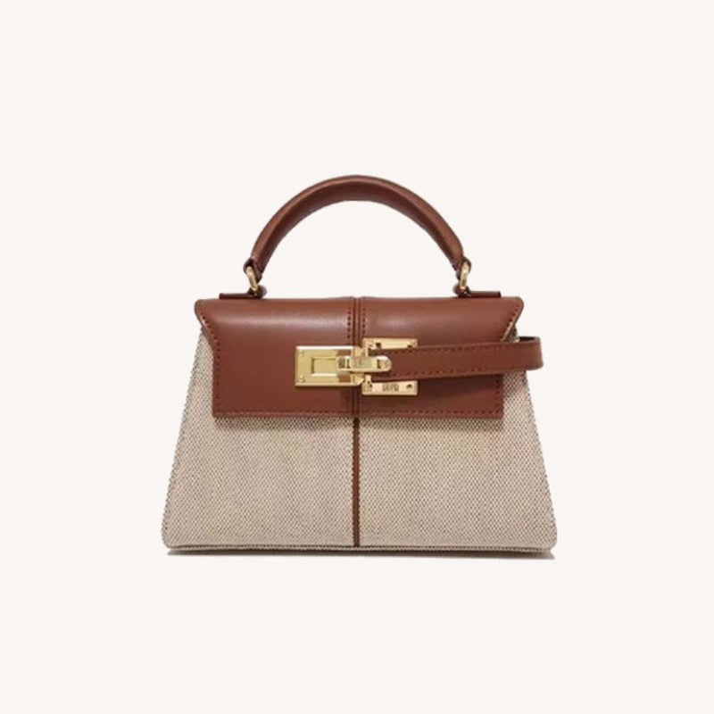 Luxury Genuine Leather Trapezoid Handbag