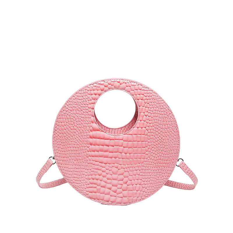 Circular Croc Embossed Handbag
