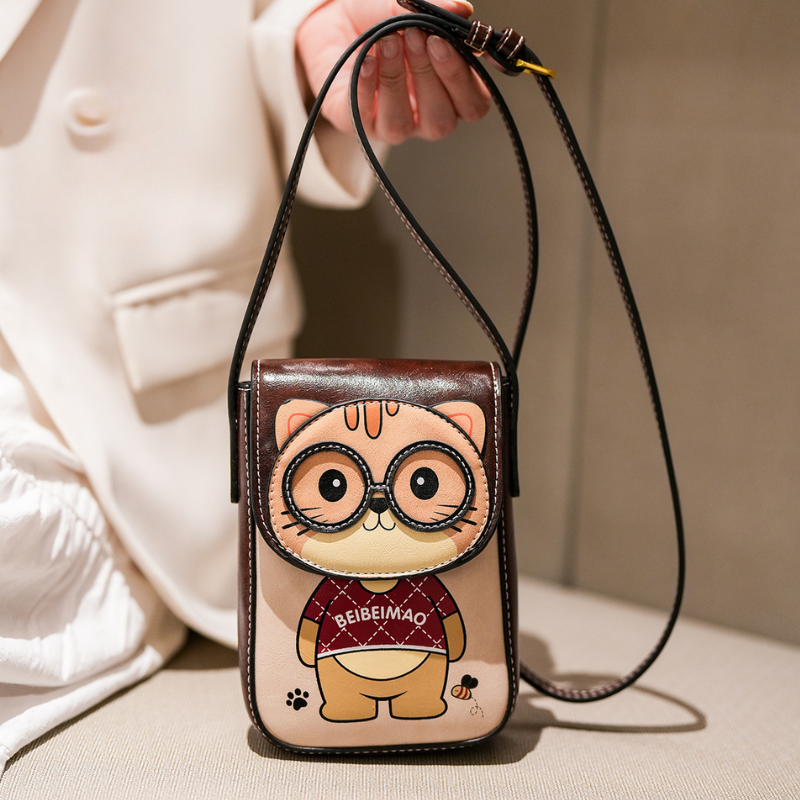 Cute Cat Character Crossbody Bag
