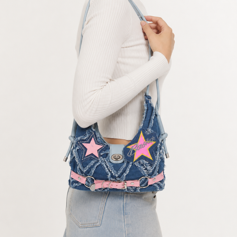 Women’s Crescent Moon Denim Handbag