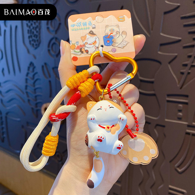 Lucky Cat Resin Bag Charm