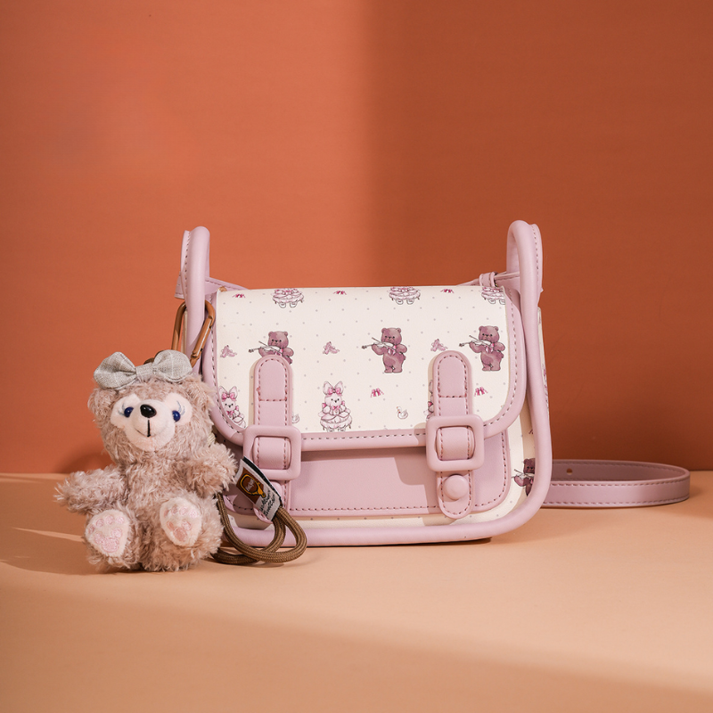 Beibaobao Teddy Print Saddle Shoulder Bag