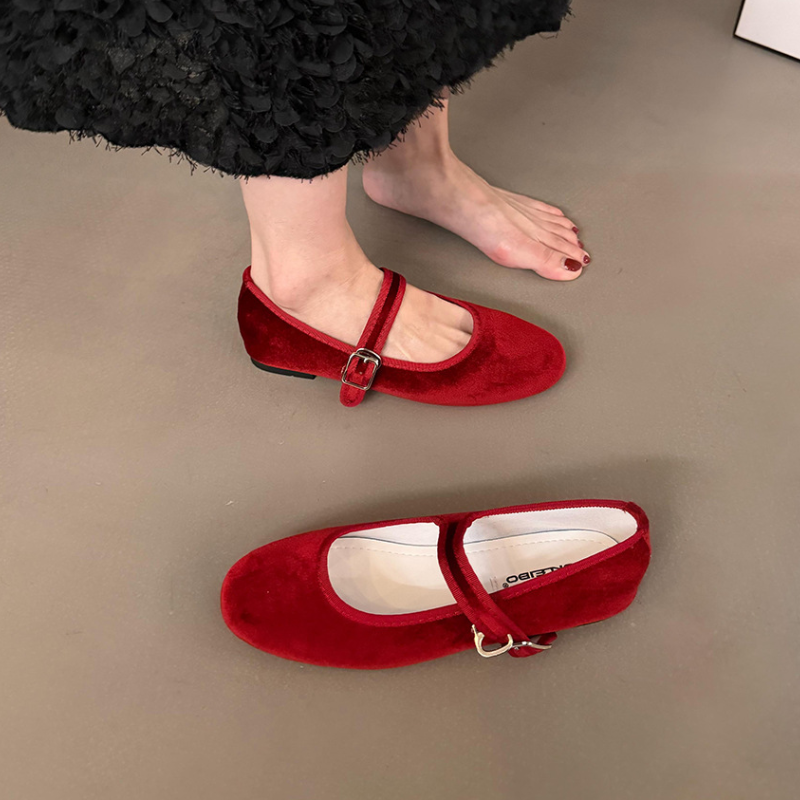 Retro Suede Flat Pumps