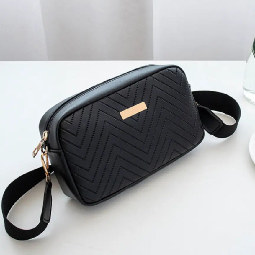 Wave Pattern Embroidered  Camera Crossbody Bag