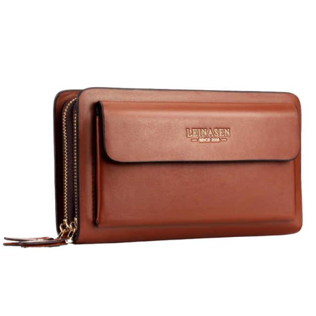 Soft Leather Long Zipper Business Wallet