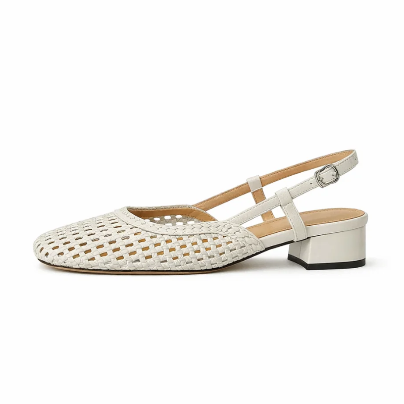 Breathable Square Toe Chunky Pumps