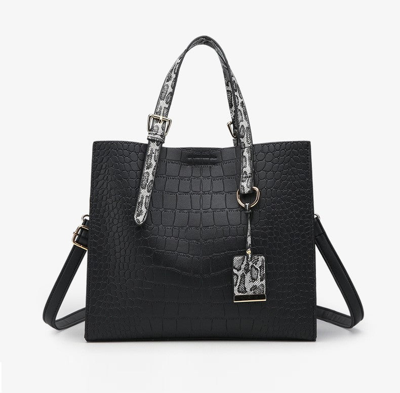 Crocodile Pattern  Shoulder Handbag with Pendant
