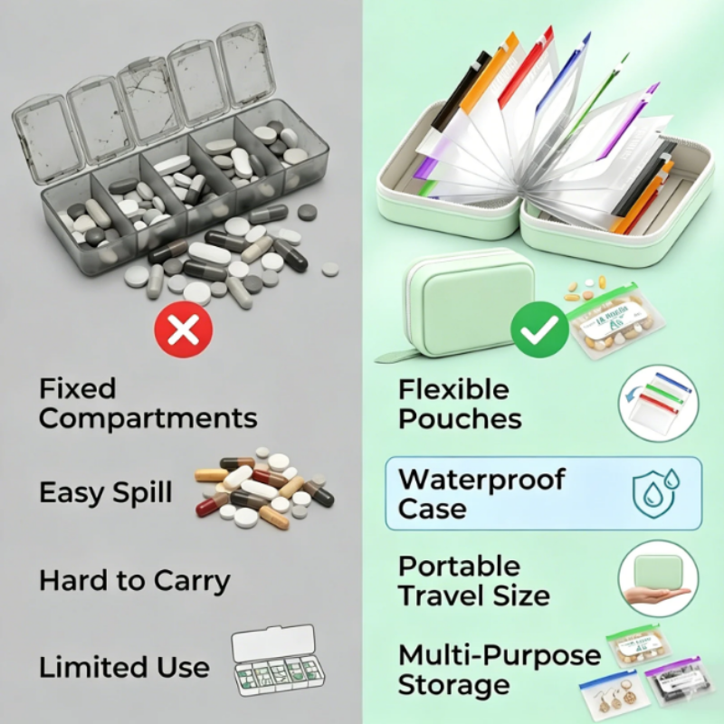 Portable Travel Pill Organizer Case