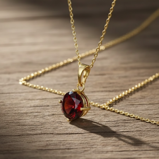 Gold-Plated Ruby Clavicle Chain Necklace