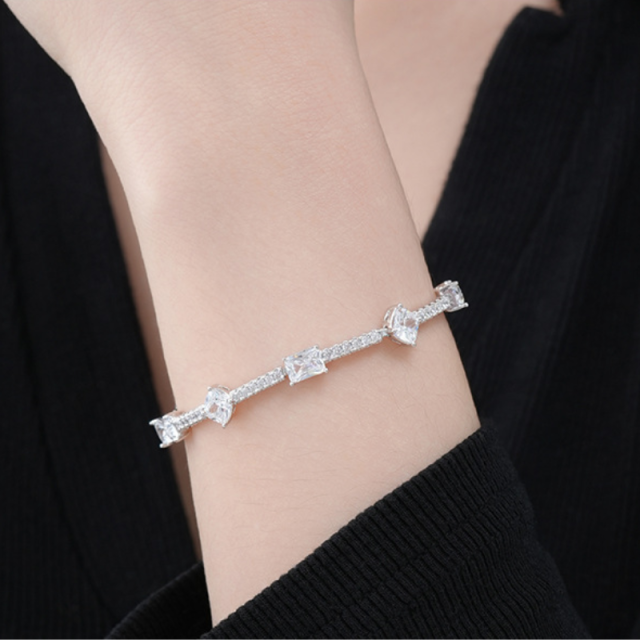 White Zircon Geometric Bracelet