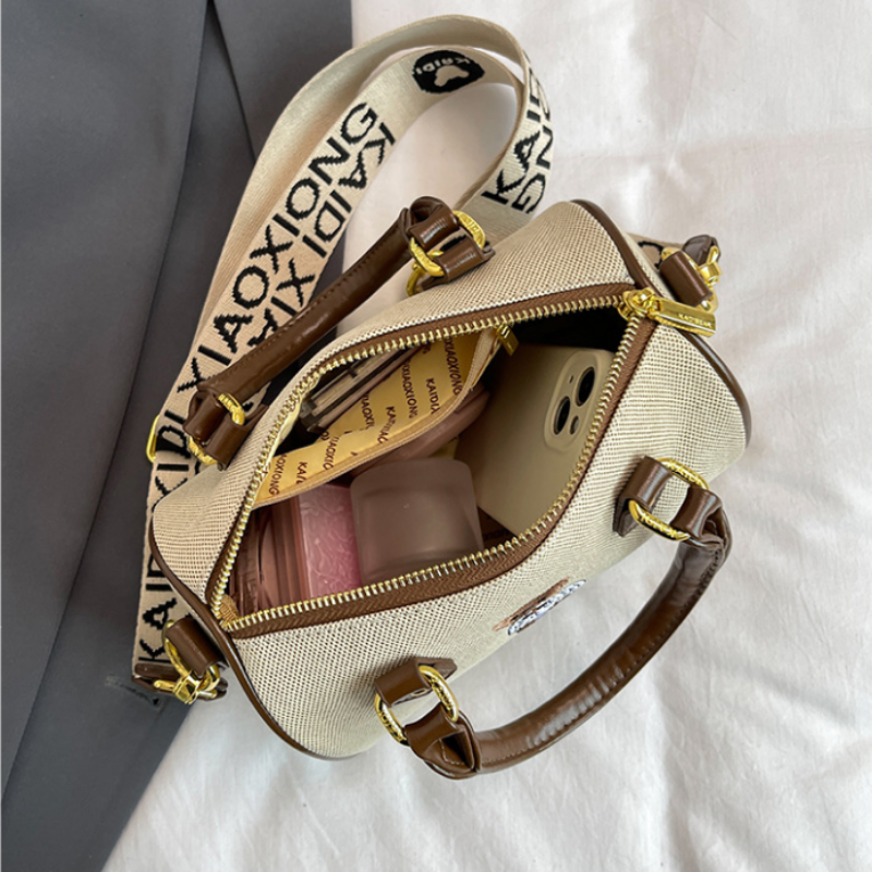 Modern Bear Embroidered Handbag