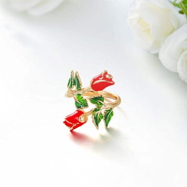 Oil Drop Retro Rose Open Ring