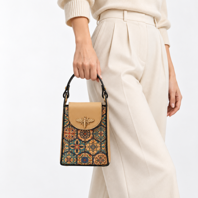 Ethnic Print Bee Handbag