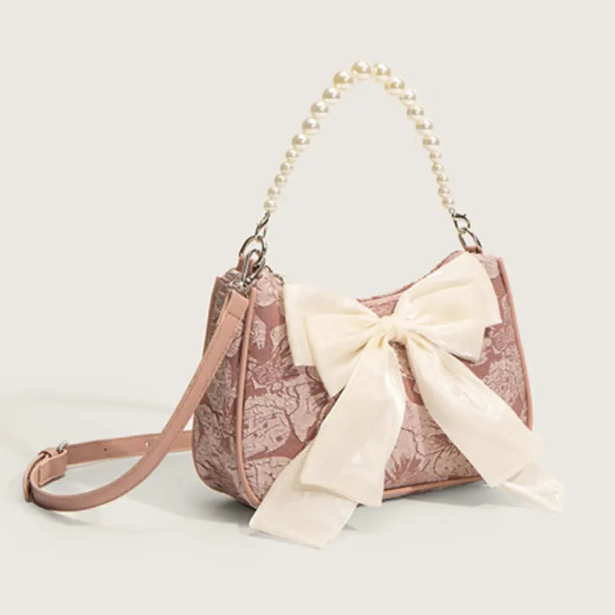 Pearl Bow Elegance Shoulder Bag