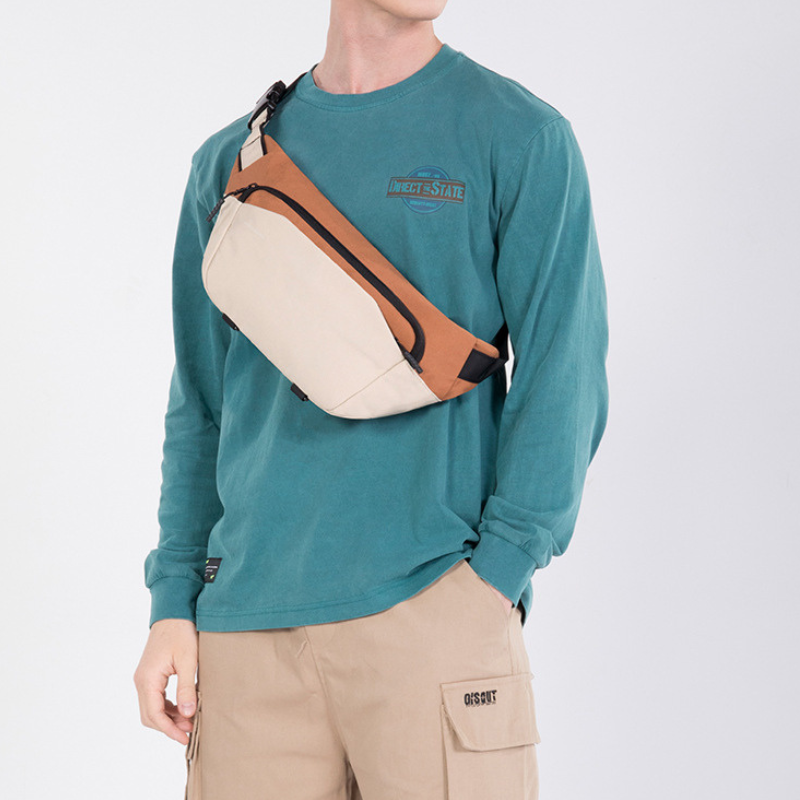 Men’s Large Capacity Lightweight Crossbody Bag With Front And Back Zippers