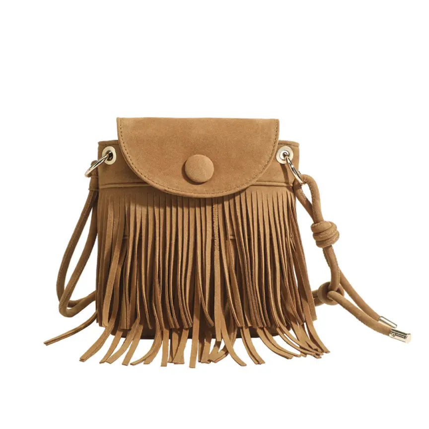 Retro Suede Tassel Crossbody Bag