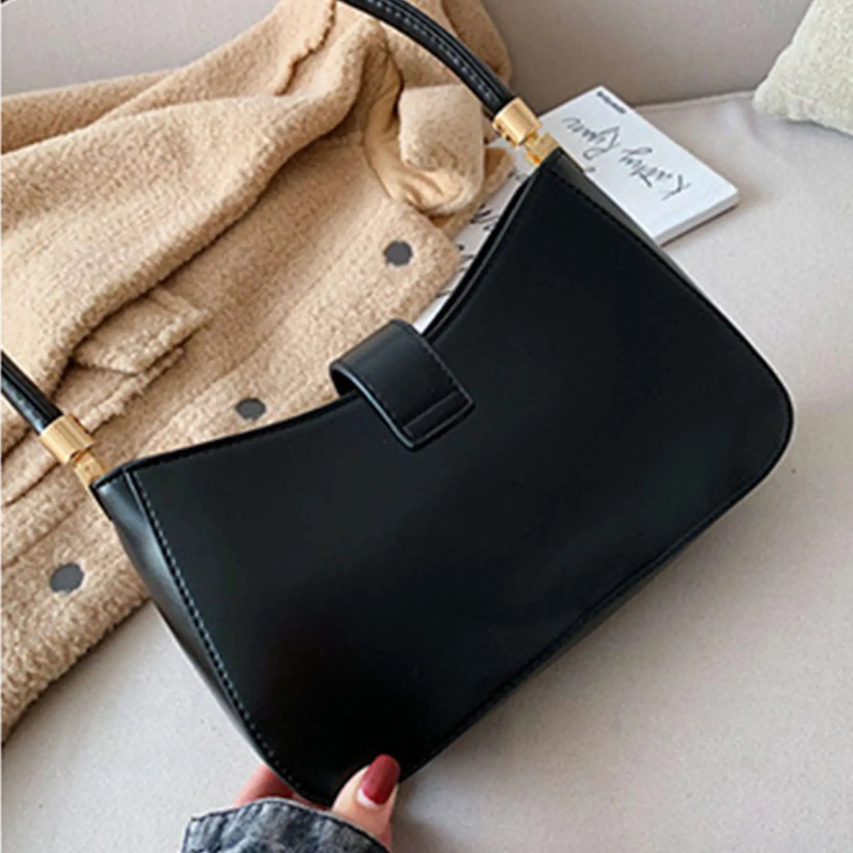 High End Solid Color Shoulder Bag