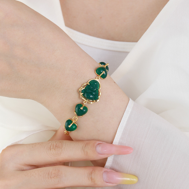 Emerald Heart Gold Plated Bracelet